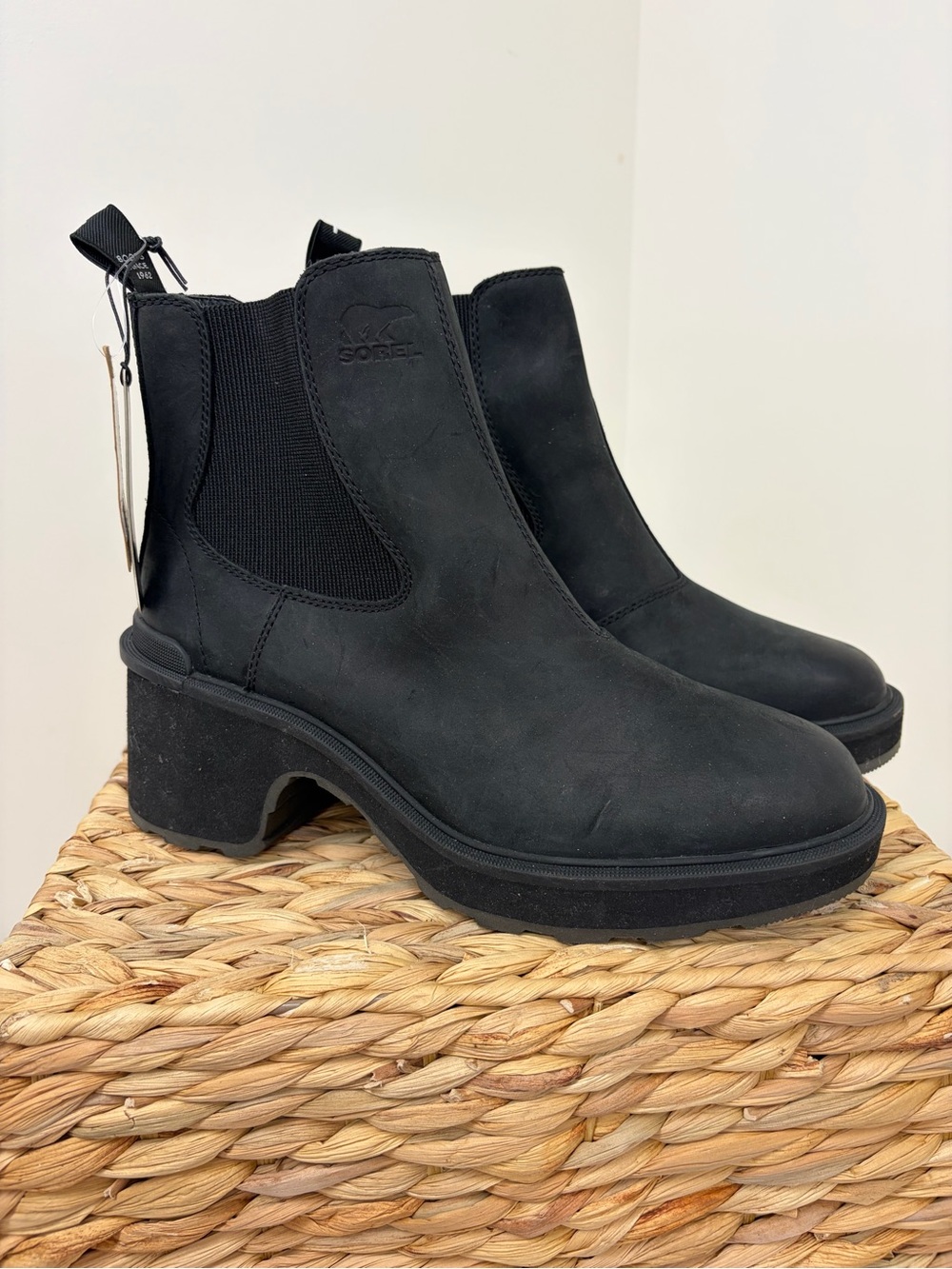 Sorel Black Chelsea Heel Ankle Boots